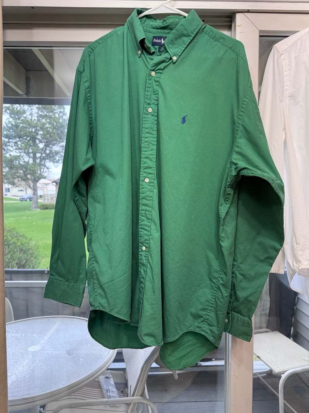 Ralph Lauren Blaire Green Cotton Button Down Shirt Size L